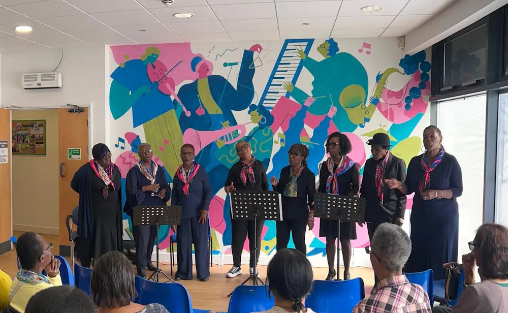The Music Relief Foundation choir performing for an audience