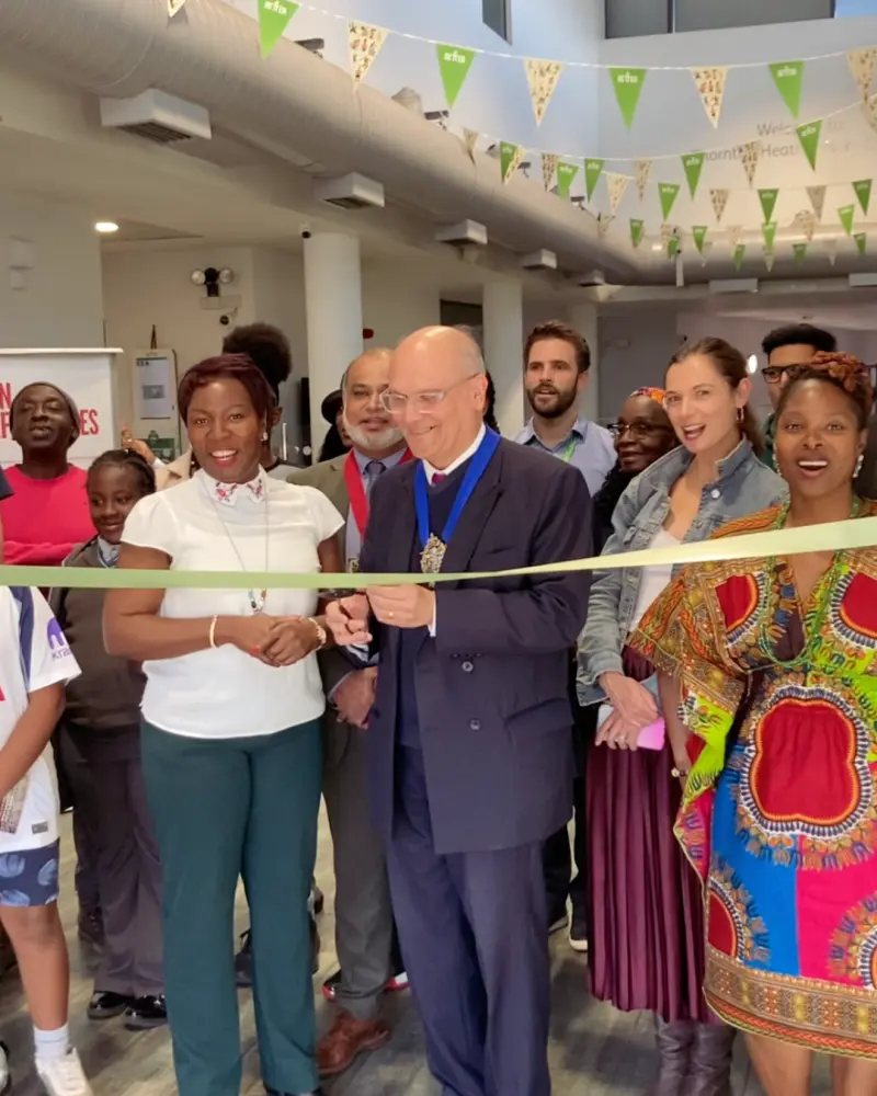 Ribbon cutting at the opening of an MRF community space