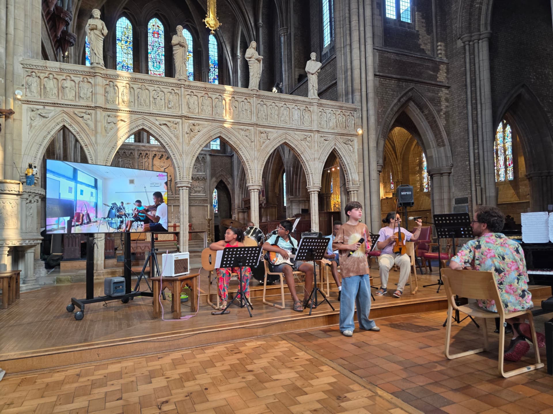 The Summer Soirée stage with students, tutors and a film screening